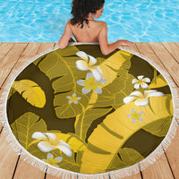 Yellow Banana Leaf Hawaii Beach Blanket Lau Maia Plumeria Tropical Summer Vibes LT14 - Polynesian Pride