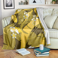 Yellow Banana Leaf Hawaii Blanket Lau Maia Plumeria Tropical Summer Vibes LT14 Yellow - Polynesian Pride