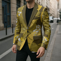 Yellow Banana Leaf Hawaii Blazer Lau Maia Plumeria Tropical Summer Vibes LT14 - Polynesian Pride