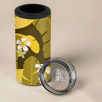 Yellow Banana Leaf Hawaii 4 in 1 Can Cooler Tumbler Lau Maia Plumeria Tropical Summer Vibes LT14 - Polynesian Pride