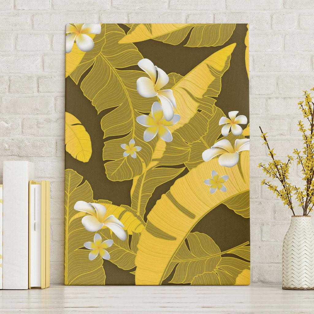 Yellow Banana Leaf Hawaii Canvas Wall Art Lau Maia Plumeria Tropical Summer Vibes LT14 Without Frame Yellow - Polynesian Pride