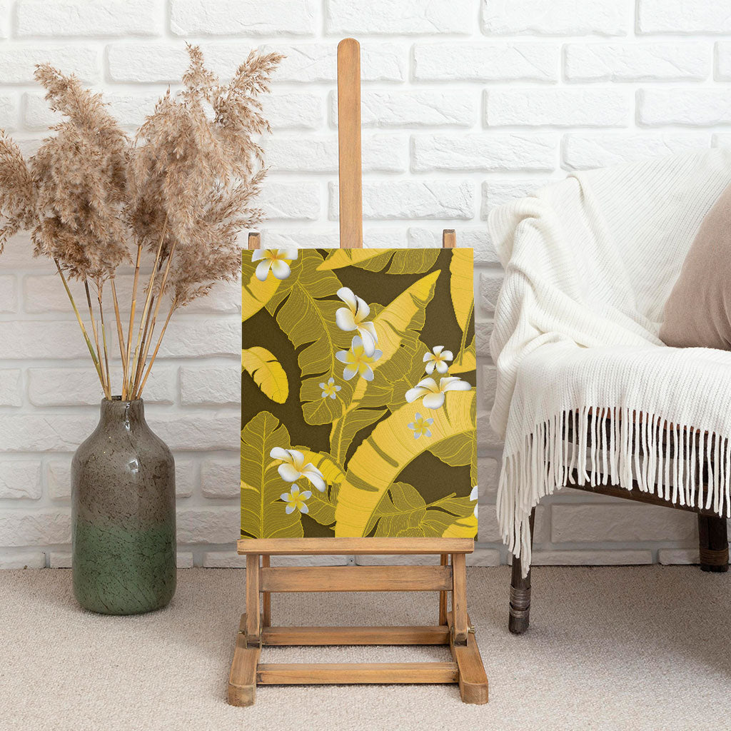 Yellow Banana Leaf Hawaii Canvas Wall Art Lau Maia Plumeria Tropical Summer Vibes LT14 - Polynesian Pride