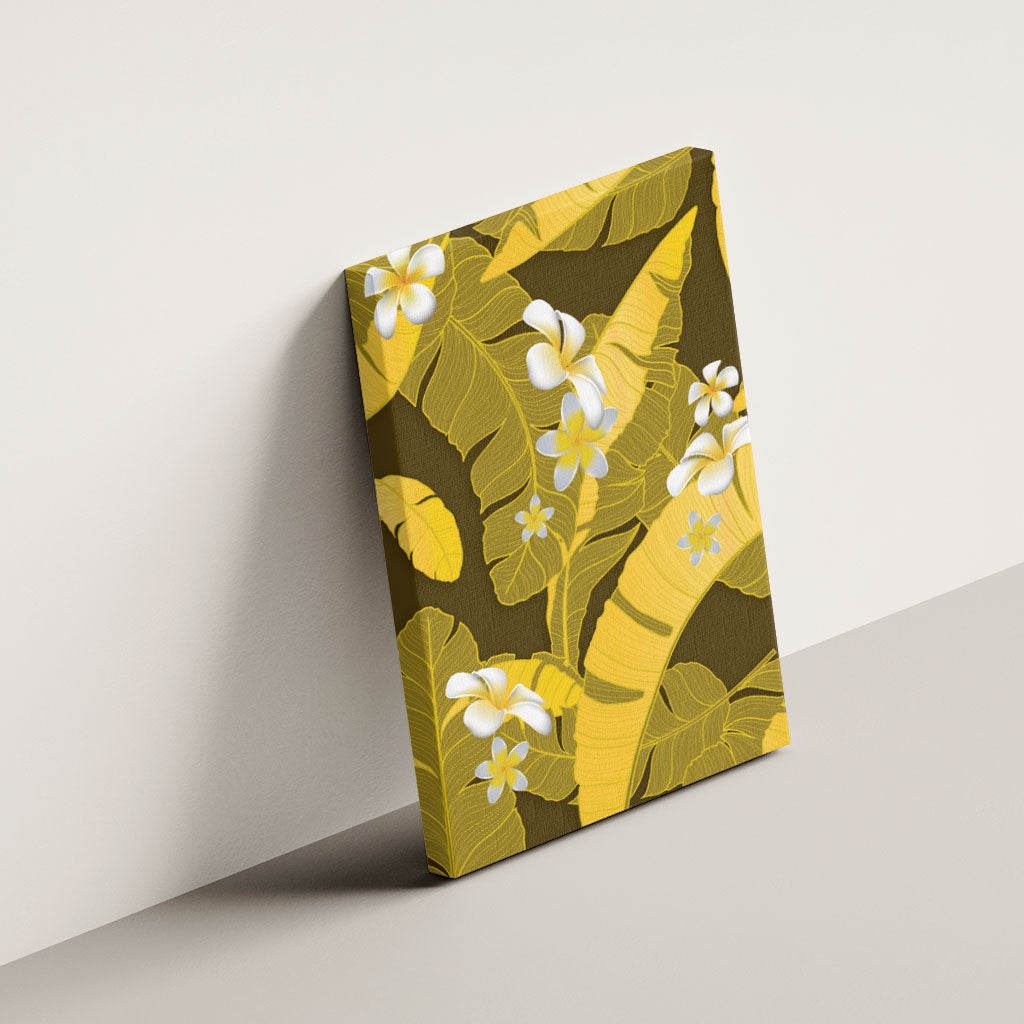 Yellow Banana Leaf Hawaii Canvas Wall Art Lau Maia Plumeria Tropical Summer Vibes LT14 - Polynesian Pride