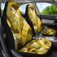 Yellow Banana Leaf Hawaii Car Seat Cover Lau Maia Plumeria Tropical Summer Vibes LT14 - Polynesian Pride