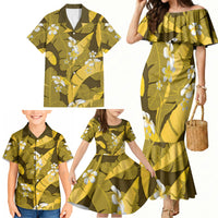 Yellow Banana Leaf Hawaii Family Matching Mermaid Dress and Hawaiian Shirt Lau Maia Plumeria Tropical Summer Vibes LT14 - Polynesian Pride