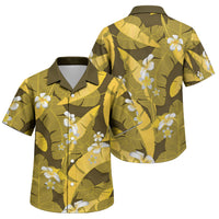 Yellow Banana Leaf Hawaii Family Matching Off Shoulder Short Dress and Hawaiian Shirt Lau Maia Plumeria Tropical Summer Vibes LT14 Son's Shirt Yellow - Polynesian Pride