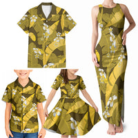 Yellow Banana Leaf Hawaii Family Matching Tank Maxi Dress and Hawaiian Shirt Lau Maia Plumeria Tropical Summer Vibes LT14 - Polynesian Pride
