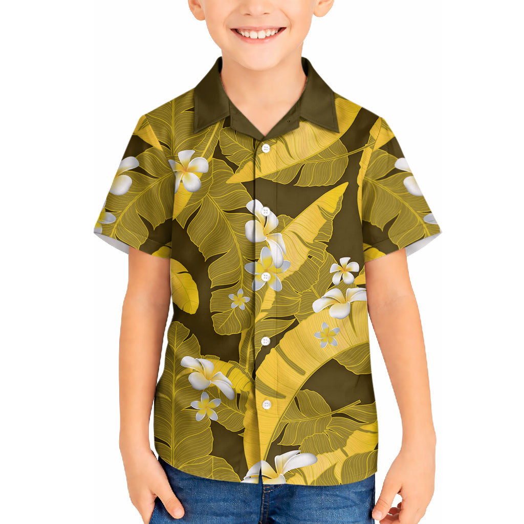 Yellow Banana Leaf Hawaii Hawaiian Shirt Lau Maia Plumeria Tropical Summer Vibes LT14 - Polynesian Pride