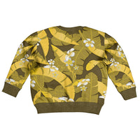 Yellow Banana Leaf Hawaii Kid Ugly Christmas Sweater Lau Maia Plumeria Tropical Summer Vibes