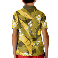 Yellow Banana Leaf Hawaii Kid Polo Shirt Lau Maia Plumeria Tropical Summer Vibes LT14 - Polynesian Pride