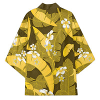 Yellow Banana Leaf Hawaii Kimono Lau Maia Plumeria Tropical Summer Vibes LT14 - Polynesian Pride