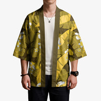 Yellow Banana Leaf Hawaii Kimono Lau Maia Plumeria Tropical Summer Vibes LT14 - Polynesian Pride