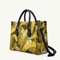 Yellow Banana Leaf Hawaii Leather Bag Lau Maia Plumeria Tropical Summer Vibes LT14 Yellow - Polynesian Pride