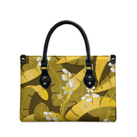 Yellow Banana Leaf Hawaii Leather Bag Lau Maia Plumeria Tropical Summer Vibes LT14 - Polynesian Pride