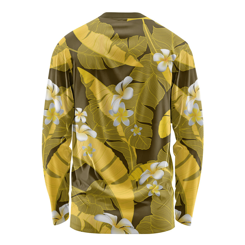Yellow Banana Leaf Hawaii Long Sleeve Shirt Lau Maia Plumeria Tropical Summer Vibes LT14 - Polynesian Pride