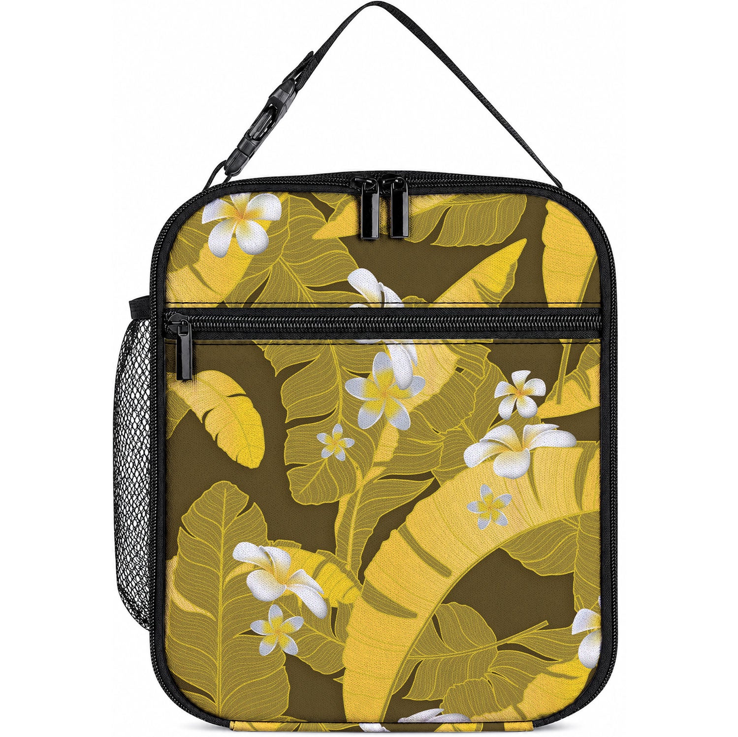 Yellow Banana Leaf Hawaii Lunch Bag Lau Maia Plumeria Tropical Summer Vibes LT14 10.2 × 8.3 × 4.3 inch Yellow - Polynesian Pride