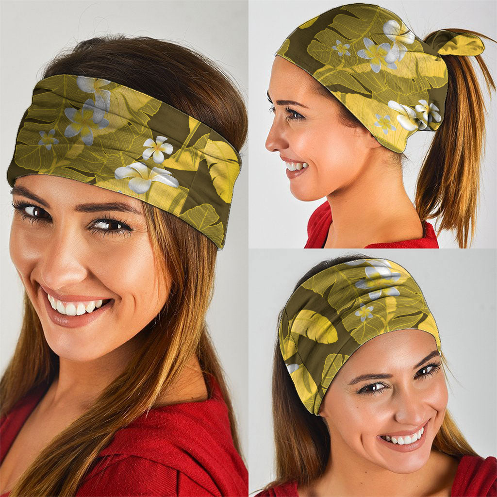 Yellow Banana Leaf Hawaii Neck Gaiter Lau Maia Plumeria Tropical Summer Vibes LT14 - Polynesian Pride