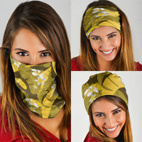 Yellow Banana Leaf Hawaii Neck Gaiter Lau Maia Plumeria Tropical Summer Vibes LT14 - Polynesian Pride