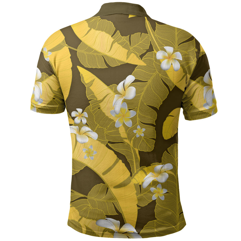 Yellow Banana Leaf Hawaii Polo Shirt Lau Maia Plumeria Tropical Summer Vibes LT14 - Polynesian Pride
