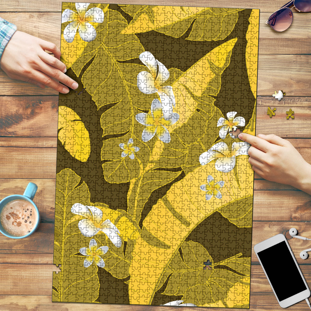 Yellow Banana Leaf Hawaii Puzzle Lau Maia Plumeria Tropical Summer Vibes LT14 Yellow - Polynesian Pride