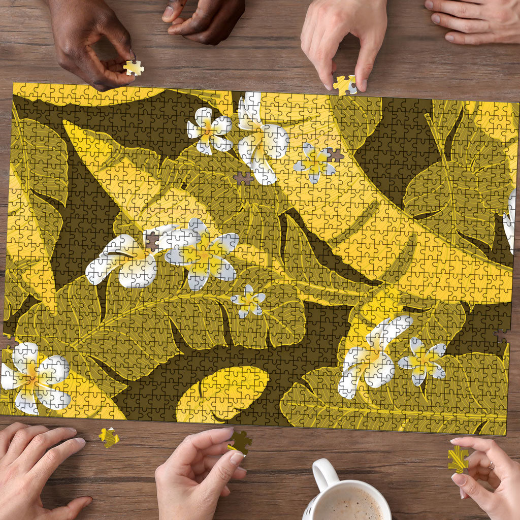 Yellow Banana Leaf Hawaii Puzzle Lau Maia Plumeria Tropical Summer Vibes LT14 - Polynesian Pride