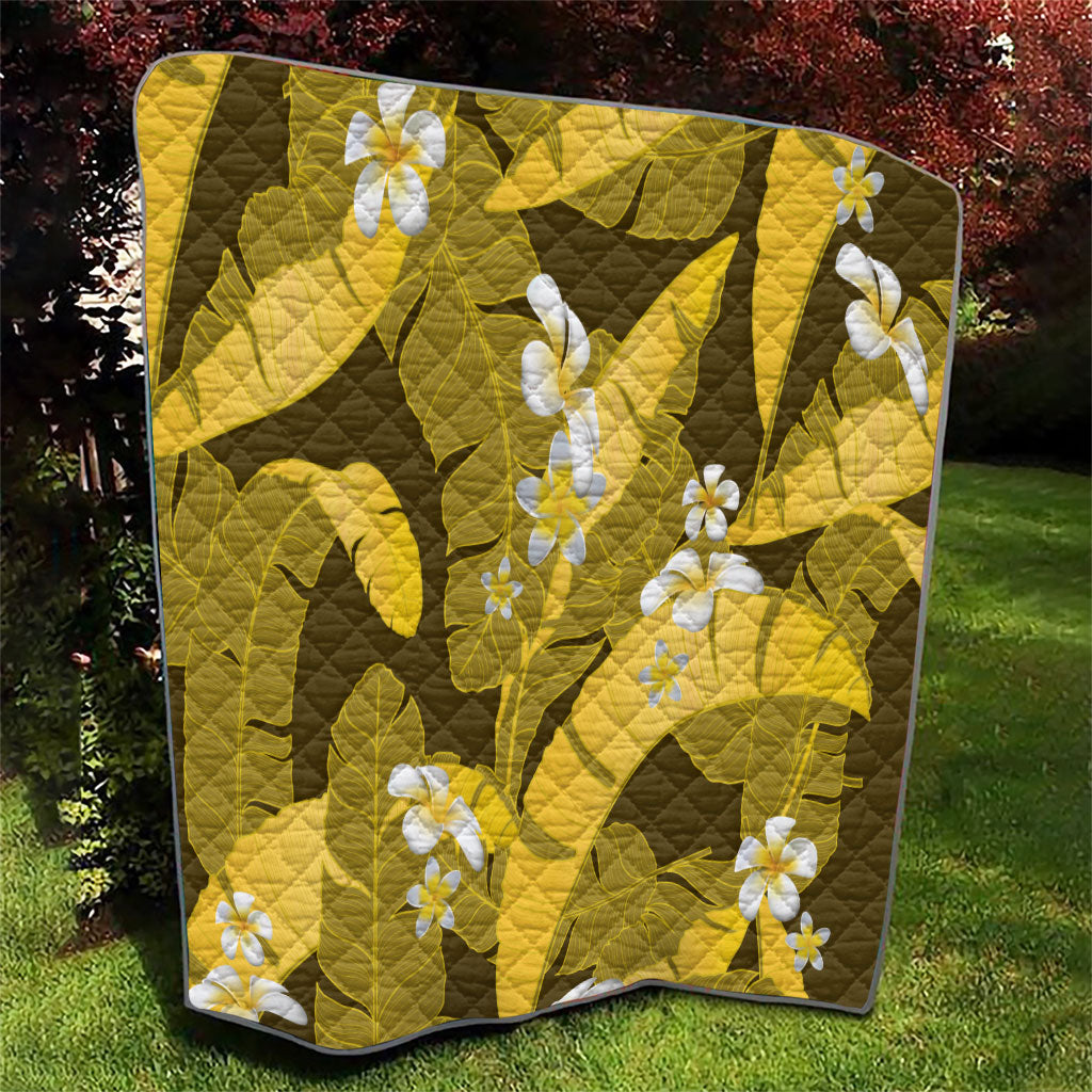 Yellow Banana Leaf Hawaii Quilt Lau Maia Plumeria Tropical Summer Vibes LT14 - Polynesian Pride