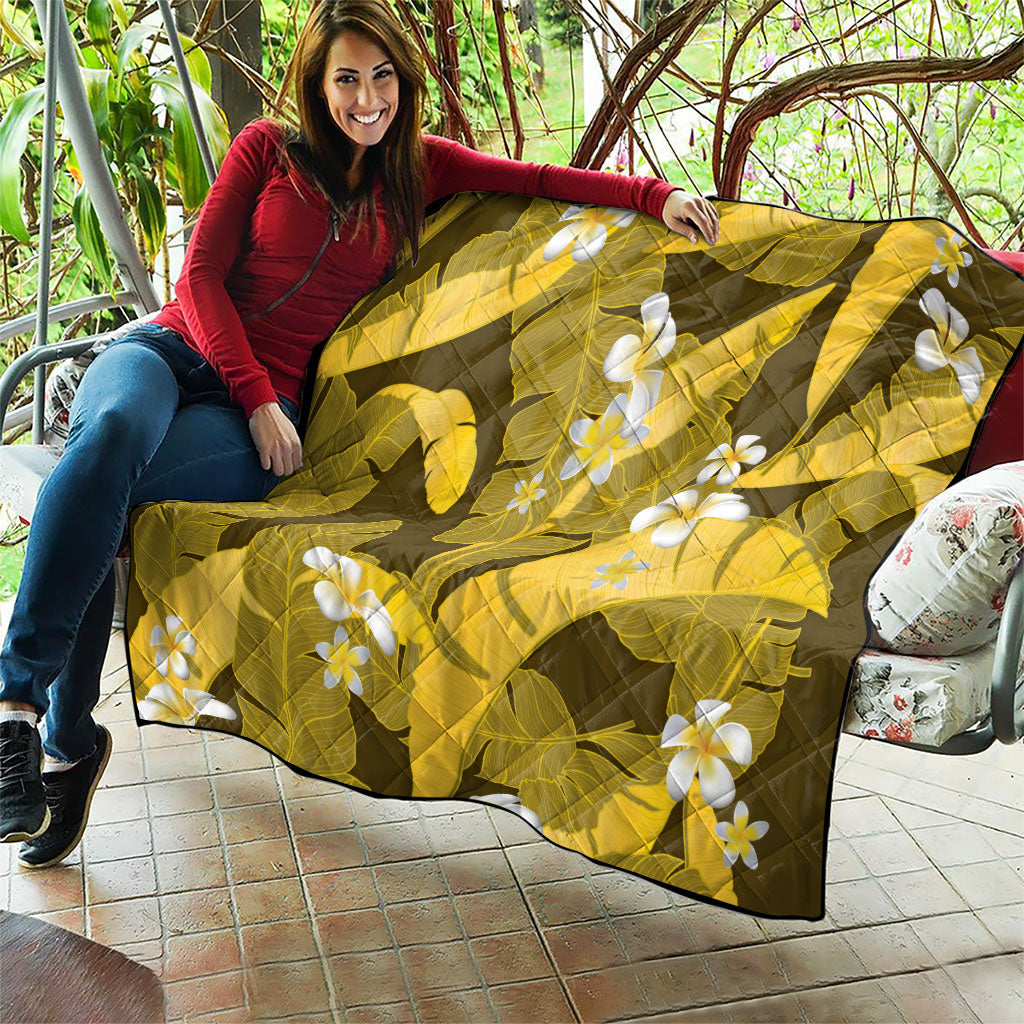 Yellow Banana Leaf Hawaii Quilt Lau Maia Plumeria Tropical Summer Vibes LT14 - Polynesian Pride