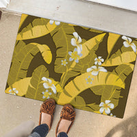 Yellow Banana Leaf Hawaii Rubber Doormat Lau Maia Plumeria Tropical Summer Vibes LT14 - Polynesian Pride