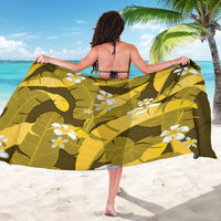Yellow Banana Leaf Hawaii Sarong Lau Maia Plumeria Tropical Summer Vibes LT14 - Polynesian Pride