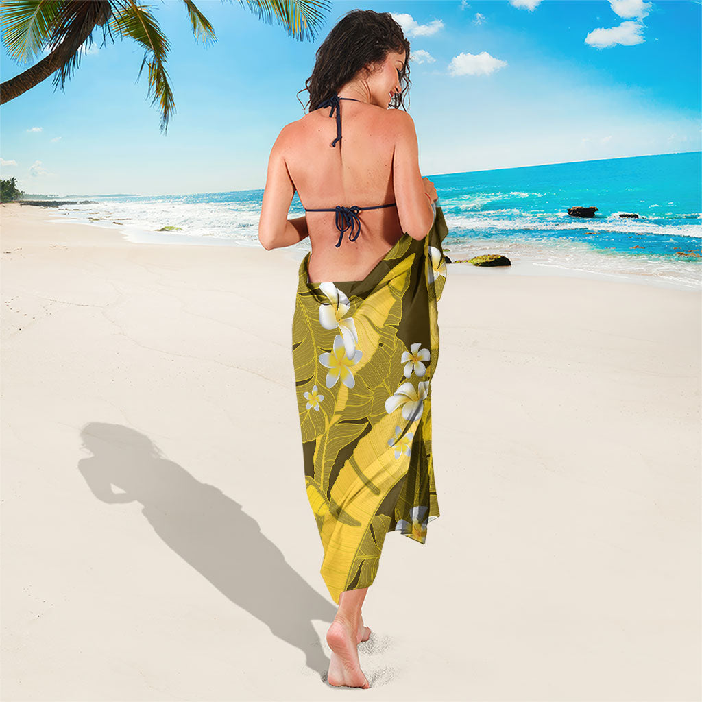 Yellow Banana Leaf Hawaii Sarong Lau Maia Plumeria Tropical Summer Vibes LT14 - Polynesian Pride