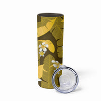 Yellow Banana Leaf Hawaii Skinny Tumbler Lau Maia Plumeria Tropical Summer Vibes LT14 - Polynesian Pride
