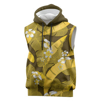 Yellow Banana Leaf Hawaii Sleeveless Hoodie Lau Maia Plumeria Tropical Summer Vibes LT14 Yellow - Polynesian Pride