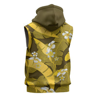 Yellow Banana Leaf Hawaii Sleeveless Hoodie Lau Maia Plumeria Tropical Summer Vibes LT14 - Polynesian Pride