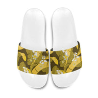 Yellow Banana Leaf Hawaii Slide Sandals Lau Maia Plumeria Tropical Summer Vibes LT14 Yellow - Polynesian Pride