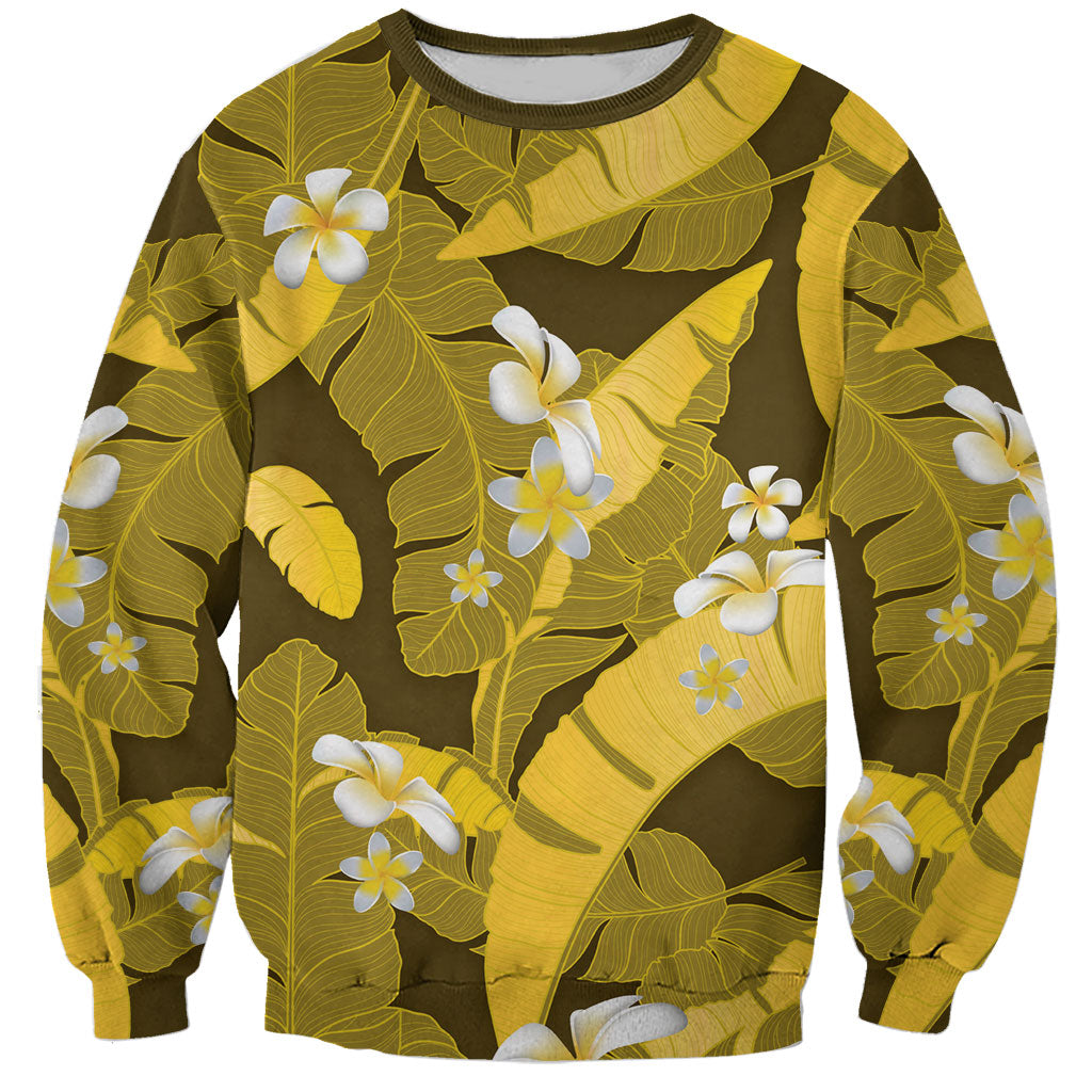 Yellow Banana Leaf Hawaii Sweatshirt Lau Maia Plumeria Tropical Summer Vibes LT14 Unisex Yellow - Polynesian Pride