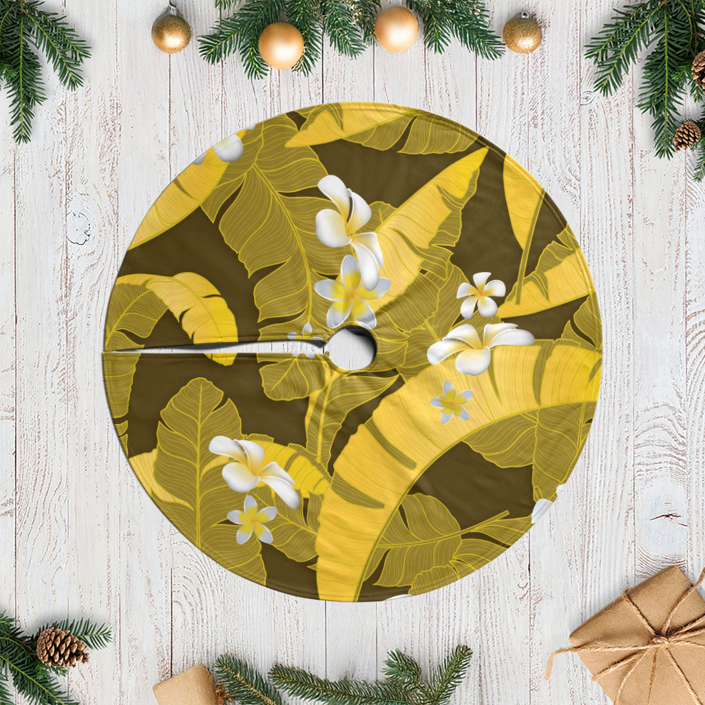 Yellow Banana Leaf Hawaii Tree Skirt Lau Maia Plumeria Tropical Summer Vibes