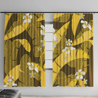Yellow Banana Leaf Hawaii Window Curtain Lau Maia Plumeria Tropical Summer Vibes LT14 With Hooks Yellow - Polynesian Pride