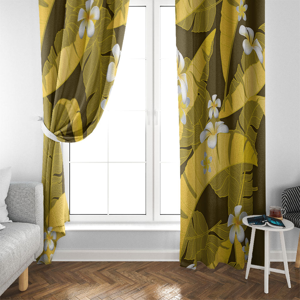Yellow Banana Leaf Hawaii Window Curtain Lau Maia Plumeria Tropical Summer Vibes LT14 - Polynesian Pride