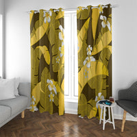 Yellow Banana Leaf Hawaii Window Curtain Lau Maia Plumeria Tropical Summer Vibes LT14 With Grommets Yellow - Polynesian Pride