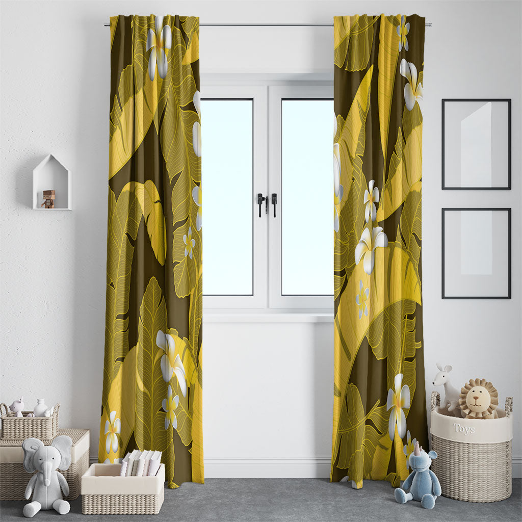 Yellow Banana Leaf Hawaii Window Curtain Lau Maia Plumeria Tropical Summer Vibes LT14 - Polynesian Pride