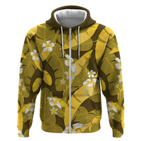 Yellow Banana Leaf Hawaii Zip Hoodie Lau Maia Plumeria Tropical Summer Vibes LT14 Zip Hoodie Yellow - Polynesian Pride
