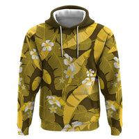Yellow Banana Leaf Hawaii Zip Hoodie Lau Maia Plumeria Tropical Summer Vibes LT14 Pullover Hoodie Yellow - Polynesian Pride