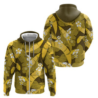 Yellow Banana Leaf Hawaii Zip Hoodie Lau Maia Plumeria Tropical Summer Vibes LT14 - Polynesian Pride