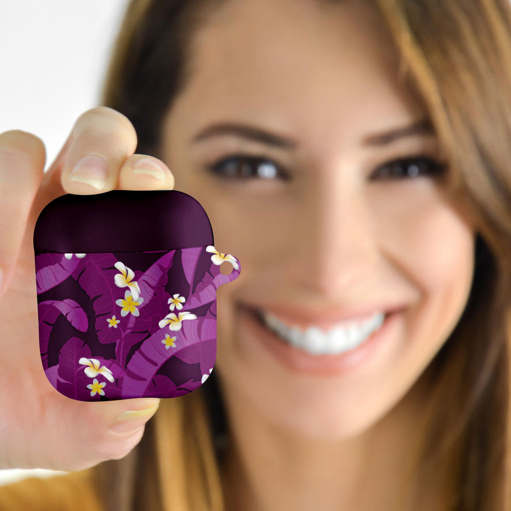 Purple Banana Leaf Hawaii AirPods Case Lau Maia Plumeria Tropical Summer Vibes LT14 - Polynesian Pride