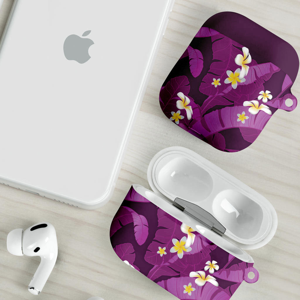 Purple Banana Leaf Hawaii AirPods Case Lau Maia Plumeria Tropical Summer Vibes LT14 - Polynesian Pride