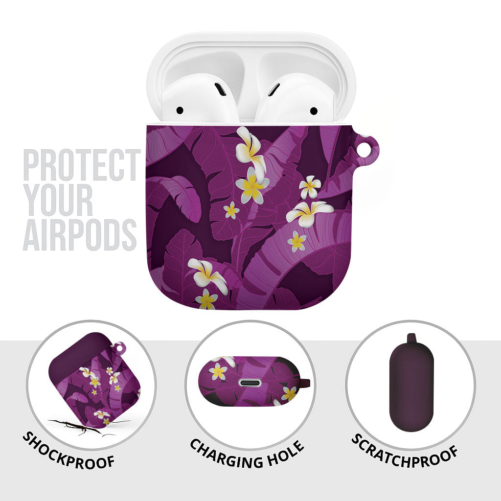 Purple Banana Leaf Hawaii AirPods Case Lau Maia Plumeria Tropical Summer Vibes LT14 - Polynesian Pride