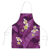 Purple Banana Leaf Hawaii Apron Lau Maia Plumeria Tropical Summer Vibes LT14 Purple - Polynesian Pride
