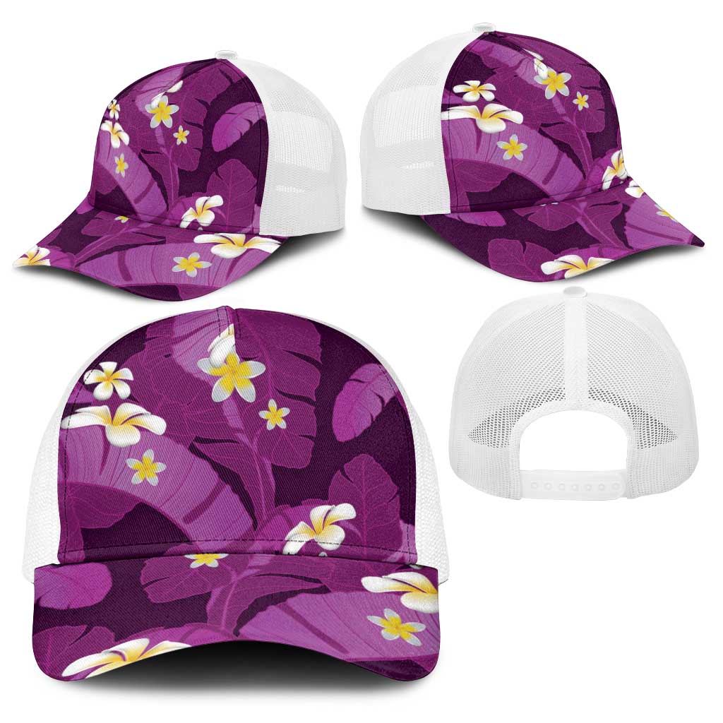 Purple Banana Leaf Hawaii Baseball Net Cap Lau Maia Plumeria Tropical Summer Vibes LT14 - Polynesian Pride