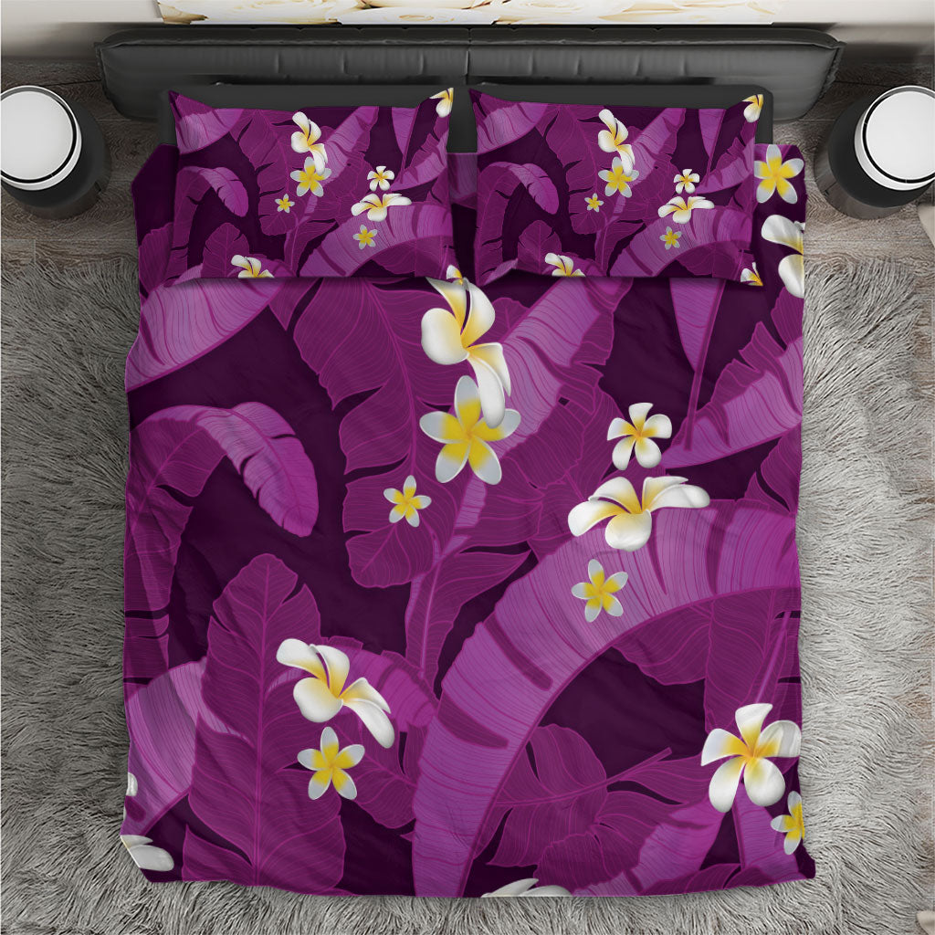 Purple Banana Leaf Hawaii Bedding Set Lau Maia Plumeria Tropical Summer Vibes LT14 Purple - Polynesian Pride