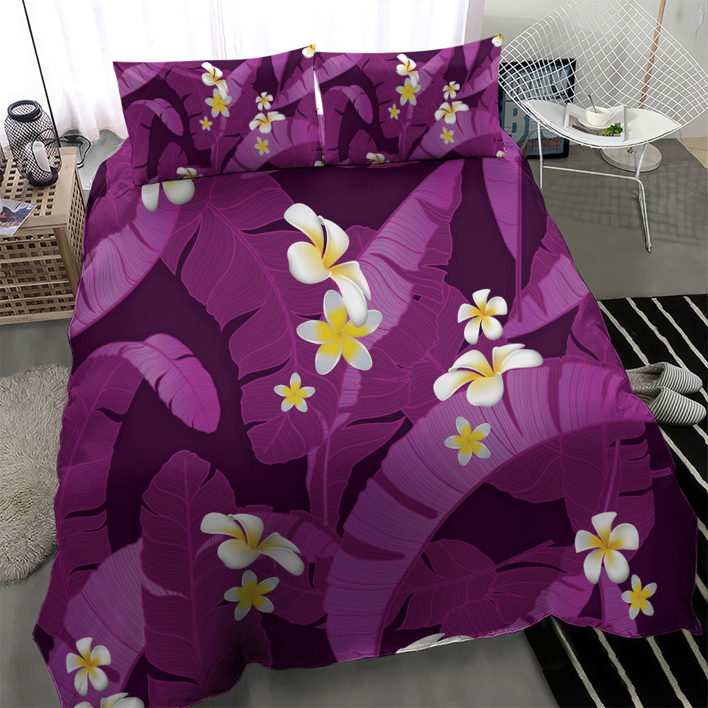 Purple Banana Leaf Hawaii Bedding Set Lau Maia Plumeria Tropical Summer Vibes LT14 - Polynesian Pride